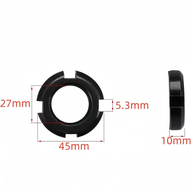 NACX M27 x 1.5mm Retaining Four-Slot Slotted Round Nuts, Carbon Steel, 6Pcs - Image 2
